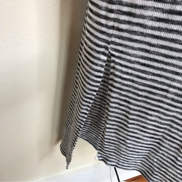 Copper Key Long Black White Stripe Duster Open Front Hooded Sweater Size Large - Picture 5 of 11